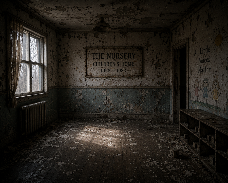 An abandoned empty room inside The Nursery