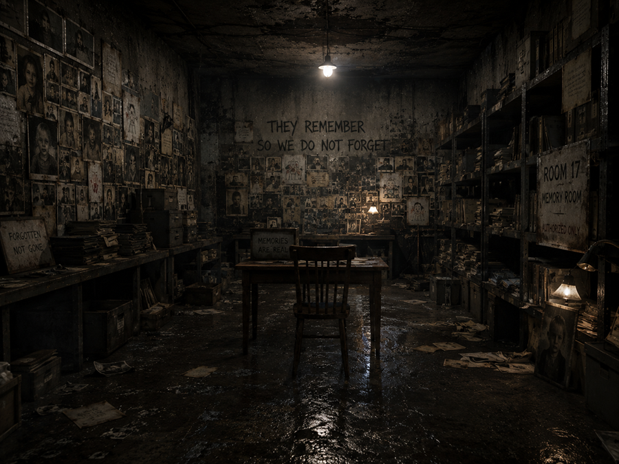 A dim childhood memory room inside The Nursery