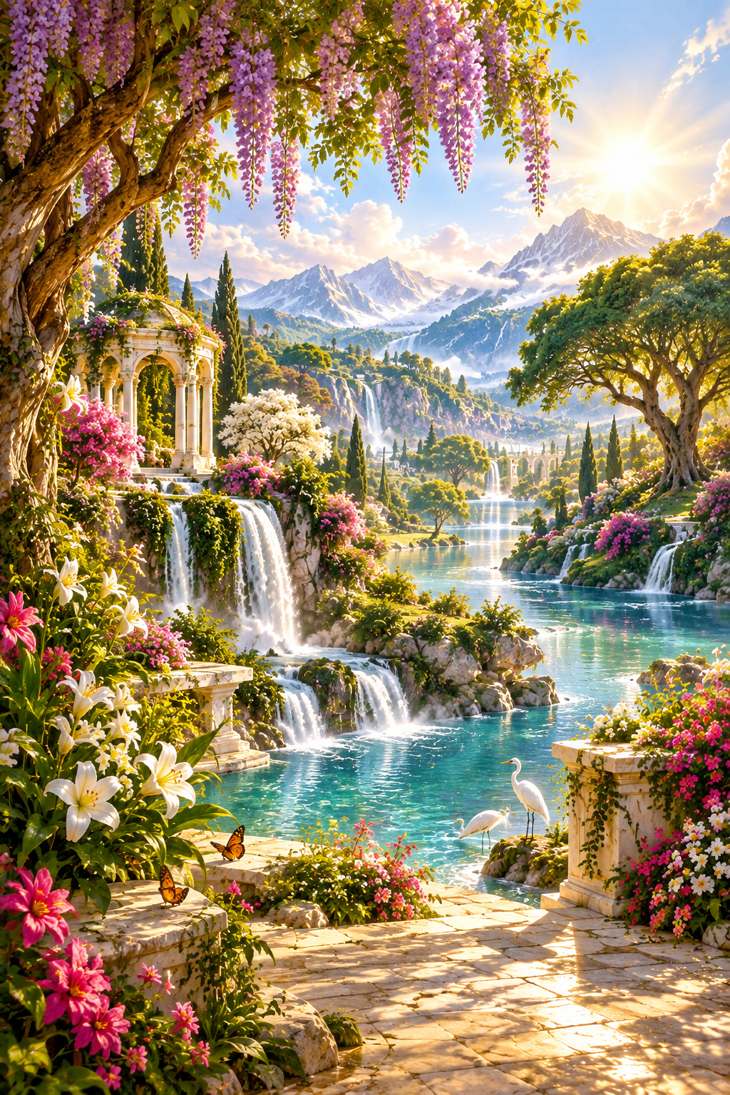 Beautiful gardens representing paradise