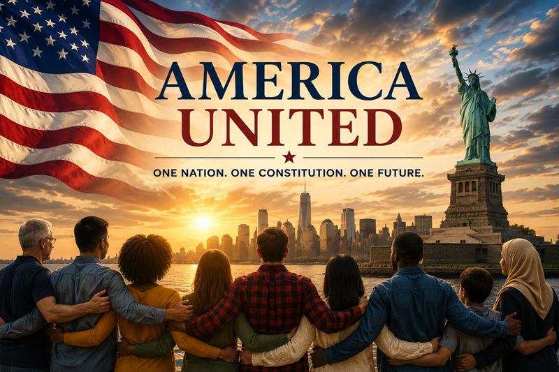 America united beneath the American flag