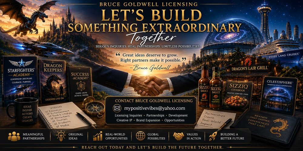 Contact Bruce Goldwell Licensing showing creative brands, partners, ideas, development conversations, and licensing opportunities